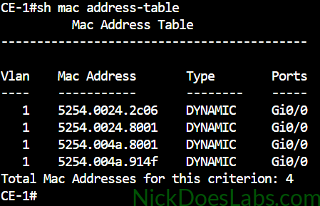 show mac address-table